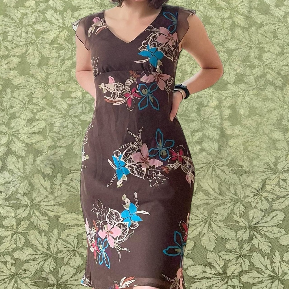 Y2K Chocolate Floral Midi Dress